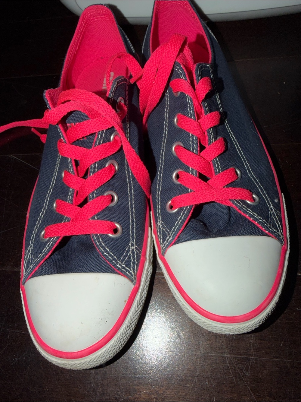 Women’s Navy Canvas Sneakers with Bright Pink Accents